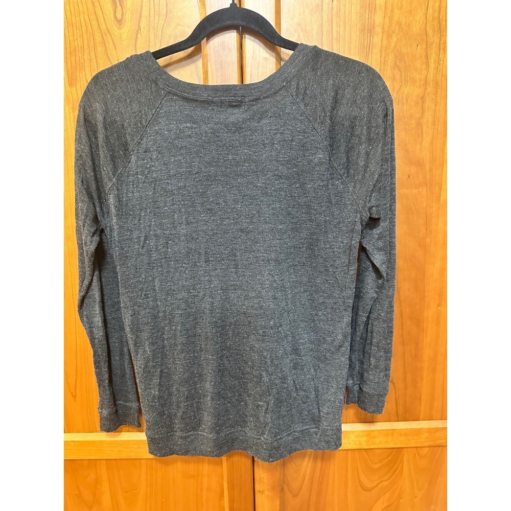 Symmetry Womens Charcoal Gray Floral Lace Front Long Sleeve Raglan Top Small - Picture 5 of 6